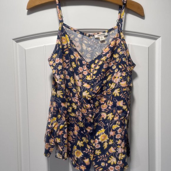Goodthreads Summer Floral Navy Yellow Flowers Tank Top Small - Picture 1 of 2